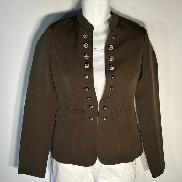 Olive Green SZ S Military Style Jacket/ Blazer Timeless Preppy Academia Office - Picture 2 of 9